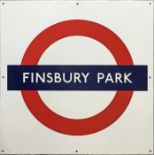 1950s/60s London Underground enamel PLATFORM BULLSEYE SIGN from Finsbury Park station on the