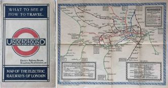 1921 London Underground MAP OF THE ELECTRIC RAILWAYS OF LONDON 'What to See & How to Travel' with