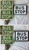Selection (3) of c1950s/60s double-sided BUS STOP FLAGS, two are Tilling Group, cast-alloy examples,