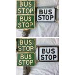 Selection (3) of c1950s/60s double-sided BUS STOP FLAGS, two are Tilling Group, cast-alloy examples,