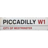 1960s/70s City of Westminster enamel STREET SIGN from Piccadilly, W1, one of London's most famous