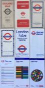 Selection (9) of London Underground diagrammatic card POCKET MAPS, one for each decade from the