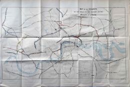 1861 MAP of the [London] Railways proposed by the Bills of [Parliamentary] Session of 1861 in the