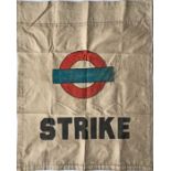 London Underground cotton FLAG 'Strike' with the Underground bullseye. These flags were produced