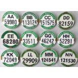 Complete set (12) of bus conductors' PSV BADGES, one for each traffic area. All are in excellent