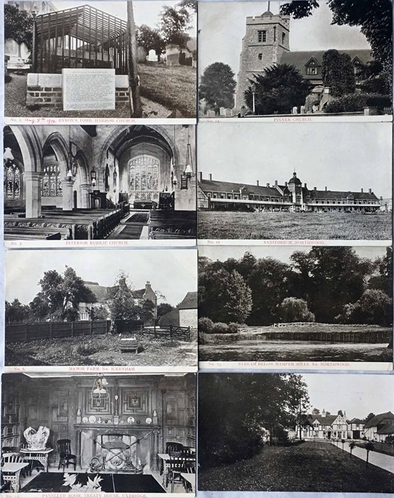 Selection of 1909 Metropolitan Railway POSTCARDS comprising No 2 Byron's Tomb, No 7 Interior Ruislip