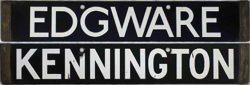 London Underground 1938-Tube Stock enamel CAB DESTINATION PLATE for Edgware / Kennington on the