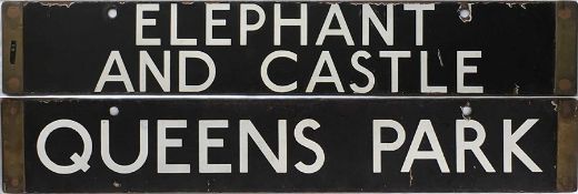 London Underground Standard or 1938 Tube Stock enamel DESTINATION PLATE for Elephant & Castle/Queens