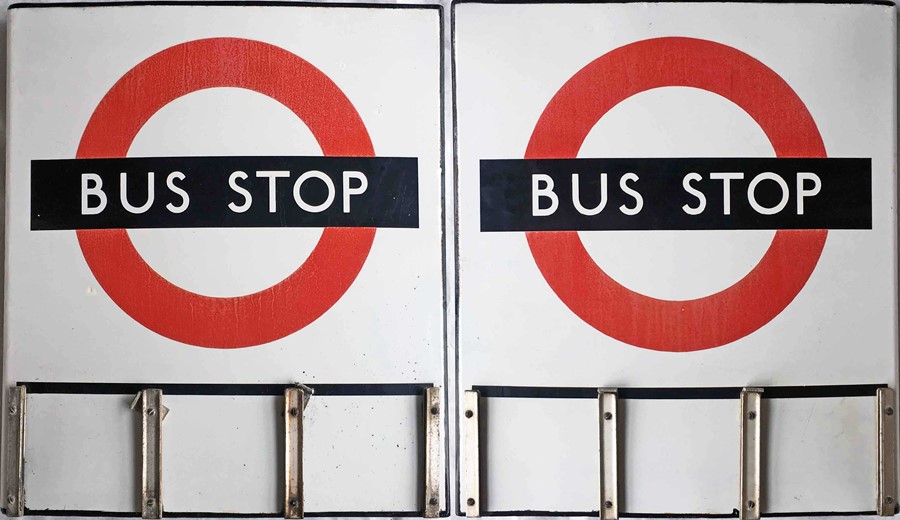 1950s/60s London Transport enamel BUS STOP FLAG, an E3 'Compulsory' version with runners for 3 e-