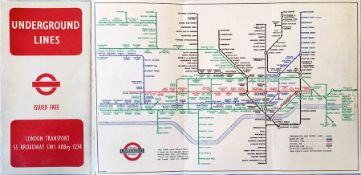 WW2 London Underground diagrammatic, card POCKET MAP by H C Beck. Issue No 1, 1945 (245). A very