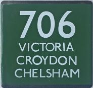 London Transport coach stop enamel E-PLATE for Green Line route 706 destinated Victoria, Croydon,