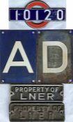 Selection of London Underground 1938-Tube Stock items comprising interior enamel CAR NUMBER PLATE