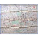 1934 London Underground quad-royal POSTER MAP 'Underground Map of London'. Shows the lines