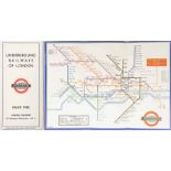 1933 London Underground H C Beck diagrammatic, card POCKET MAP from the first-year series titled '