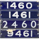 Set of London Underground enamel STOCK-NUMBER PLATES from a complete 4-car unit of 1962-Tube Stock