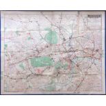 1933 London Underground quad-royal POSTER MAP 'Underground Map of London'. Shows the lines