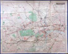 1933 London Underground quad-royal POSTER MAP 'Underground Map of London'. Shows the lines