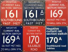 Selection of London Underground enamel SECTION SWITCH PLATES from the Metropolitan & Jubilee