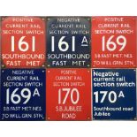 Selection of London Underground enamel SECTION SWITCH PLATES from the Metropolitan & Jubilee