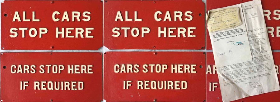 Pair of Glasgow Corporation Transport TRAM STOP FLAGS 'All Cars Stop Here' and 'Cars Stop Here if