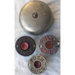 London Transport etc BELL PUSHES x 3 (2 chrome, one brown bakelite from conductor's cubby hole) plus