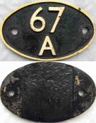 British Railways (Scottish Region) locomotive SHEDPLATE '67A' used by Hurlford until 1966 and then