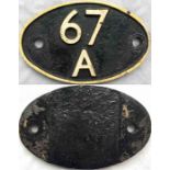 British Railways (Scottish Region) locomotive SHEDPLATE '67A' used by Hurlford until 1966 and then