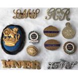 Selection (11) of RAILWAY BADGES etc including GCR, GWR, LMS, LNER, BR, ASLEF, GWR St John