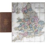 1848 Bett's Road & Railroad MAP of England & Wales. Linen-backed inside cloth-covered board covers