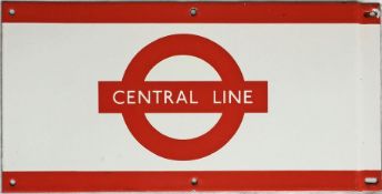 London Underground 1950s/60s enamel PLATFORM FRIEZE PLATE from the Central Line with the line name