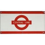 London Underground 1950s/60s enamel PLATFORM FRIEZE PLATE from the Central Line with the line name