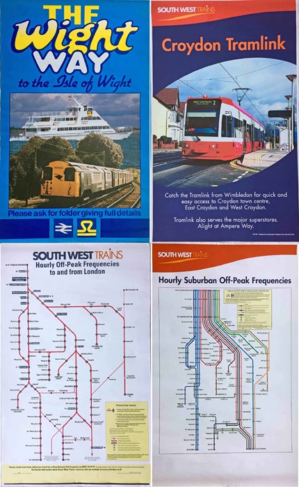 Selection (4) of double-royal railway POSTERS comprising 1985 BR/Sealink 'The Wight Way' illustrated