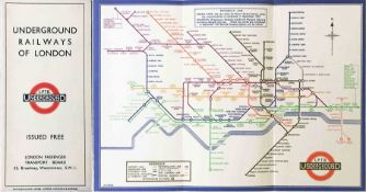 1933 London Underground H C Beck diagrammatic, card POCKET MAP from the first-year series titled '