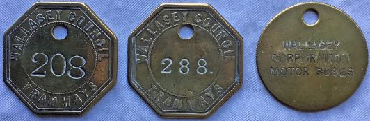 Selection of Wallasey Council/Corporation brass STAFF PASSES comprising 2 x pre-1910 Wallasey