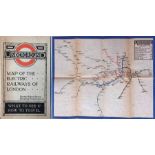 1919 London Underground MAP OF THE ELECTRIC RAILWAYS OF LONDON 'What to See & How to Travel' with