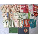 Large quantity (90+) of London Transport POCKET MAPS from the 1930s-70s including tram & trolleybus,