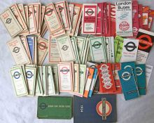 Large quantity (90+) of London Transport POCKET MAPS from the 1930s-70s including tram & trolleybus,