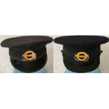 Pair of 1970s London Underground supervisory grade HATS with ENAMEL BADGES, the first for a