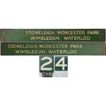 British Railways (Southern region) double-sided, wooden FINGERBOARD 'Stoneleigh, Worcester Park,
