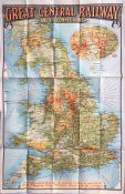 c1910-15 'Great Central Railway and its Connections' MAP (paper) with an inset enlarged scale map of