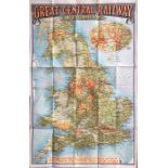 c1910-15 'Great Central Railway and its Connections' MAP (paper) with an inset enlarged scale map of