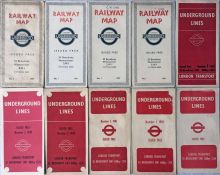 Selection (10) of 1930s/40s London Underground diagrammatic card maps by Beck and Schleger