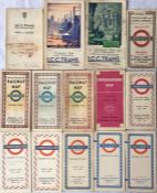 Selection (14) of 1920s-50s London Tramways & Underground POCKET MAPS in varying condition from