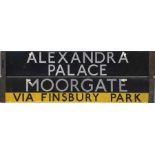 London Underground Standard-Tube Stock enamel CAB DESTINATION PLATE for Alexandra Palace /