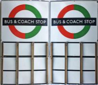 London Transport enamel BUS & COACH STOP FLAG (compulsory). A 1950s/60s 'bullseye'-style, E9-size,