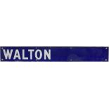 Southern Railway enamel INDICATOR BOARD PLATE 'Walton', almost certainly from the departures board