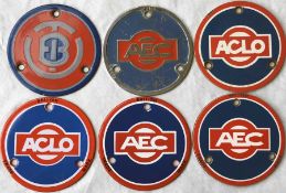 Selection of VEHICLE HUB-CAP BADGES comprising BUT (British Electric Traction - trolleybuses), AEC