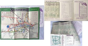 1909 London Underground POCKET MAP. An unusual version produced for F Leach, Jewellers & Opticians