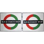 London Transport enamel BUS & COACH STOP FLAG (compulsory). A 1950s/60s 'bullseye'-style, double-