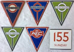 Selection (5) of bus RADIATOR BADGES comprising London Transport perspex Routemaster version (